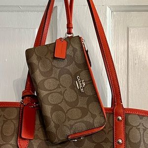 Coach double zipper wristlet